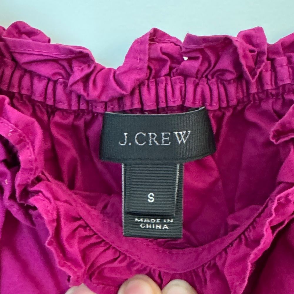 J. Crew Magenta Ruffle Blouse - Picture 2 of 5